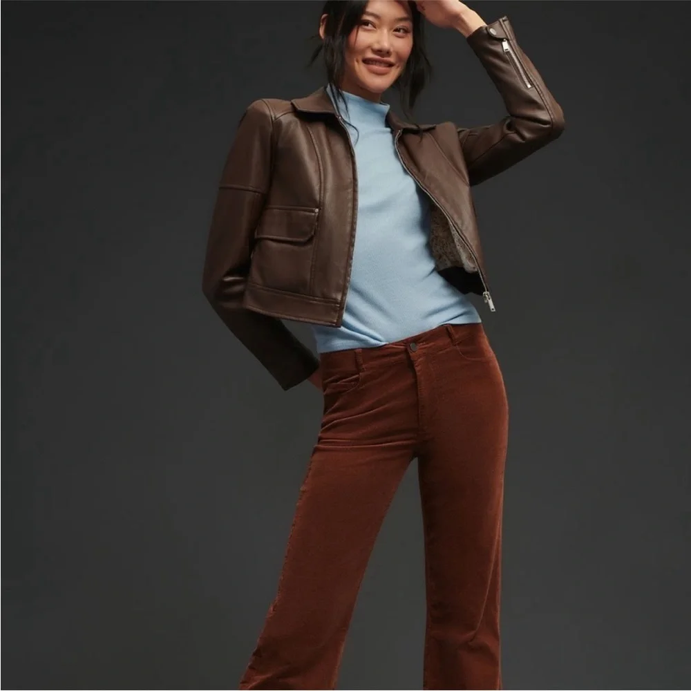 Anthropologie Faux Leather Cropped Jacekt - Picture 5 of 11